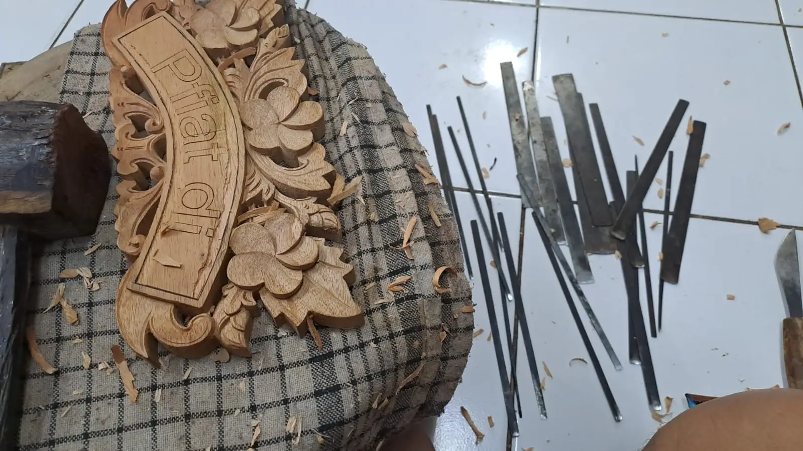Balinese wood carving by hand