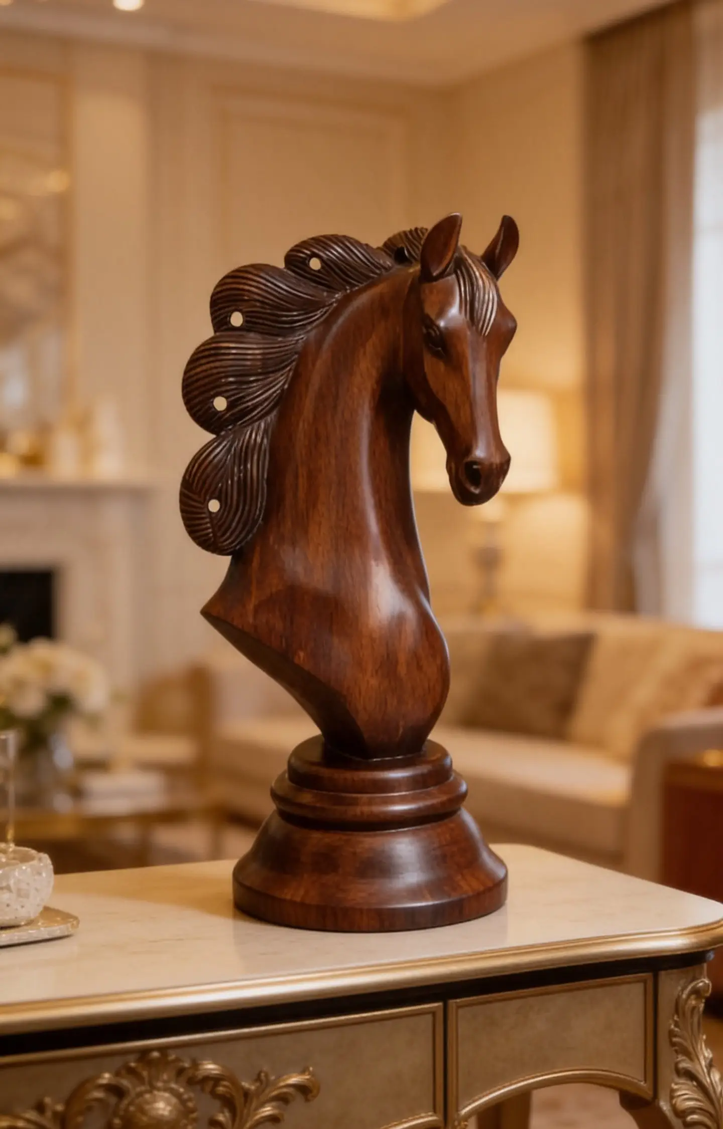 Custom Horse Pawn Wood Sculpture