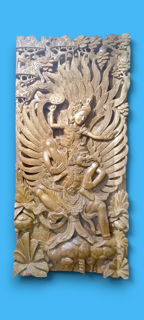 Garuda Wisnu Kencana Wood Carving Panel - Balinese Wall Panel Carvings