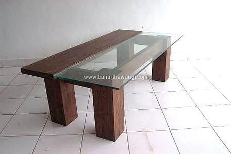 Table half glass Teak Wood Handycraft
