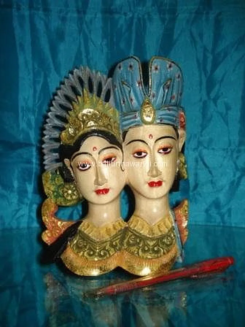 Janger and Kebyar Mask / Desk Human Figure Wood Carvings