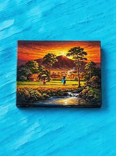 Sunrise Rice Field Painting