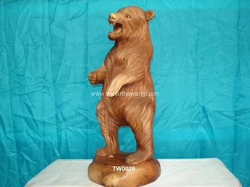 Standing Bear Animal Wood Carvings