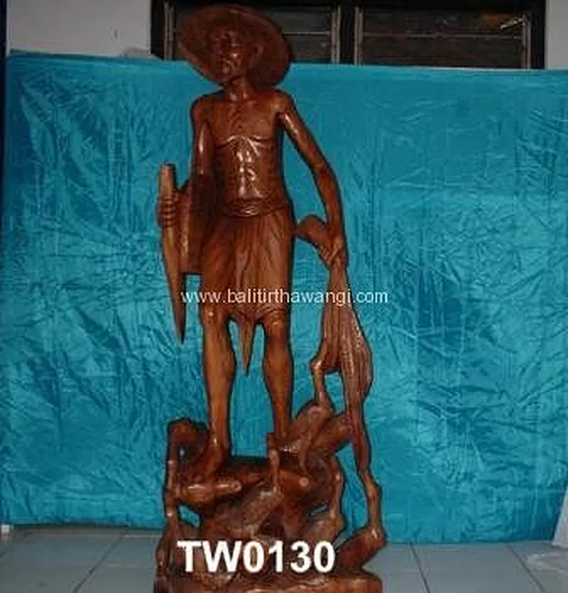 Duck Man Human Figure Wood Carvings