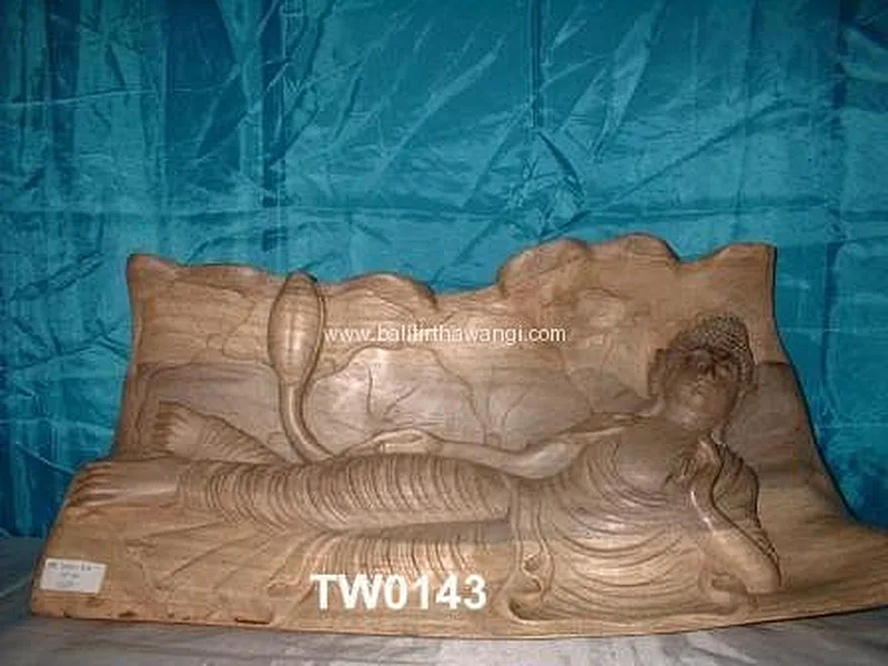 Laying Budha Hindu & Buddha Wood Carvings