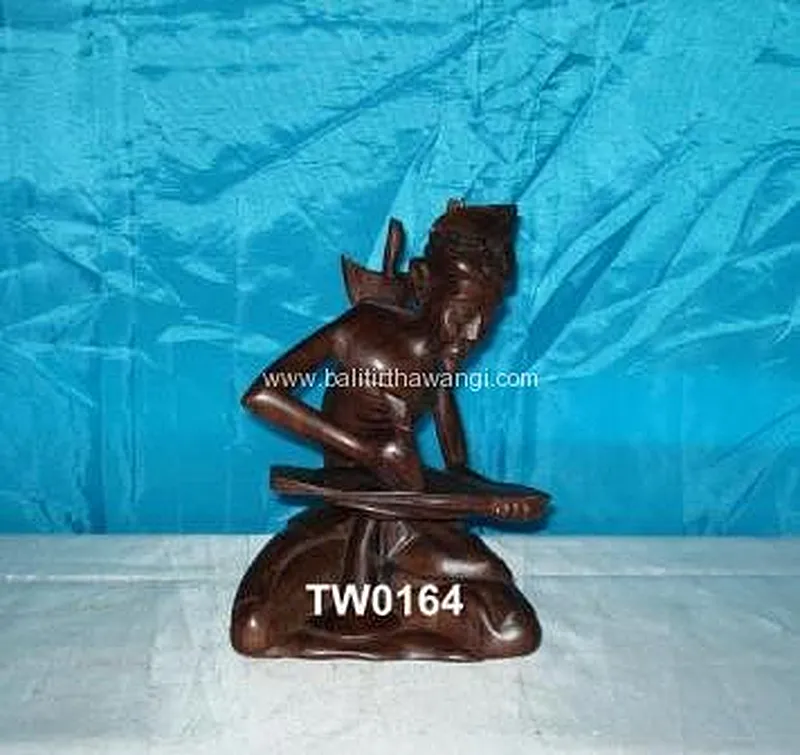 Balinese Writting Man Human Figure Wood Carvings