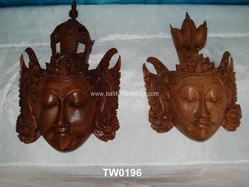 King Queen Mask Balinese Wooden Masks