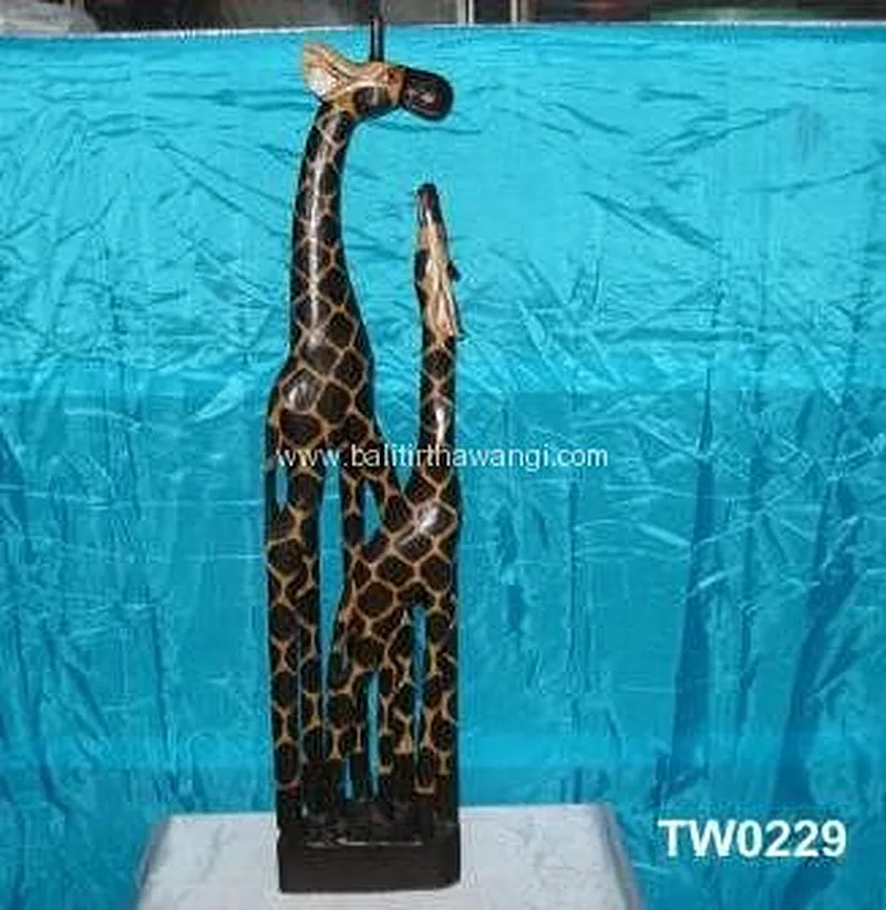 Giraffe Color double Animal Wood Carvings