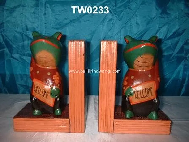 Frog clamp book color Animal Wood Carvings