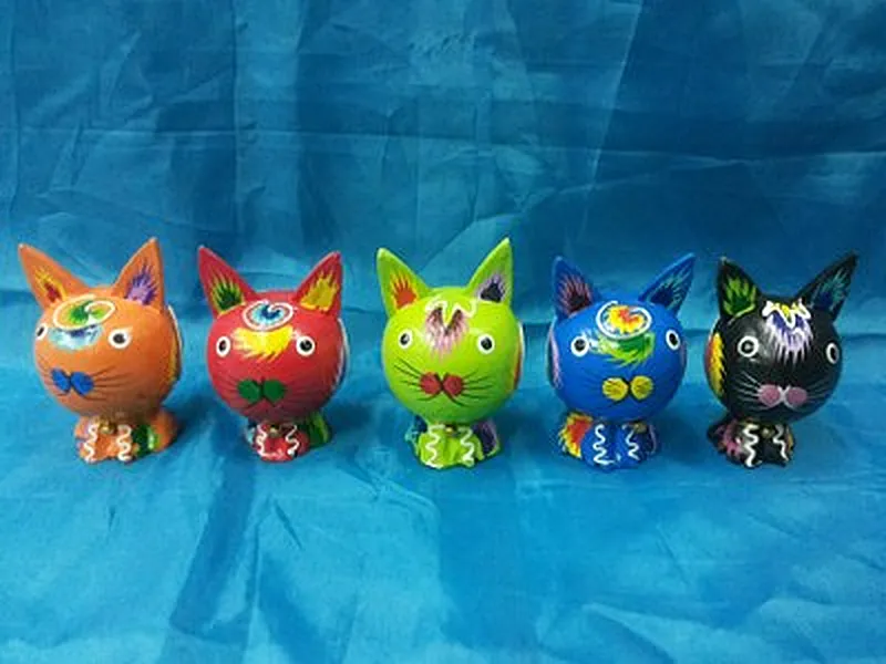 Cat color set 5 Animal Wood Carvings