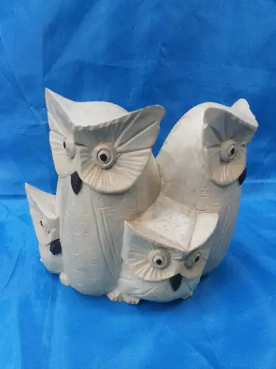 Owl Family Animal Wood Carvings