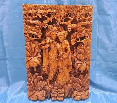 Radha Krisna Panel Balinese Wall Panel Carvings