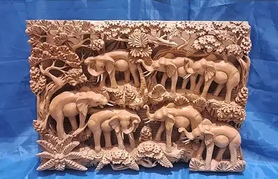 Elephant Panel Balinese Wall Panel Carvings