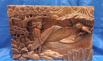 Surfing Panel Balinese Wall Panel Carvings