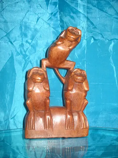 Three Wise Monkeys Animal Wood Carvings