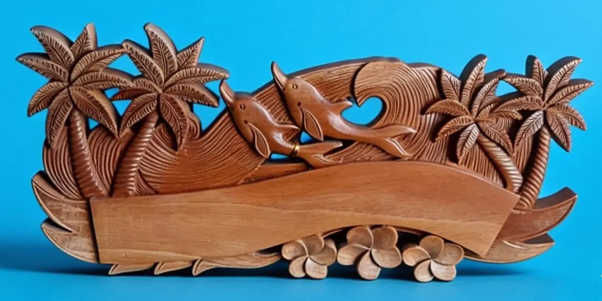 Custom Dolphin Wooden Name Sign Balinese Wall Panel Carvings