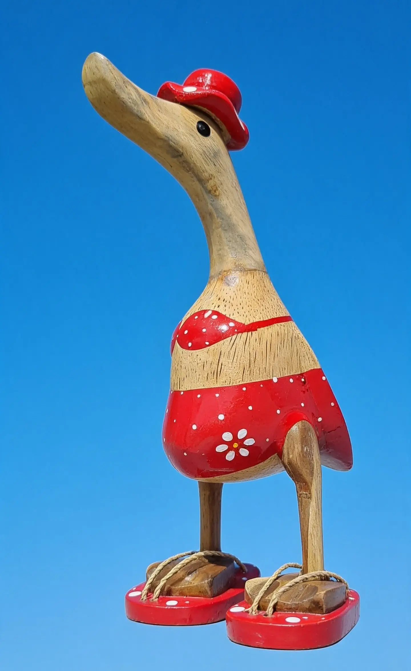 Painted Bamboo Root Duck - Animal Wood Carvings
