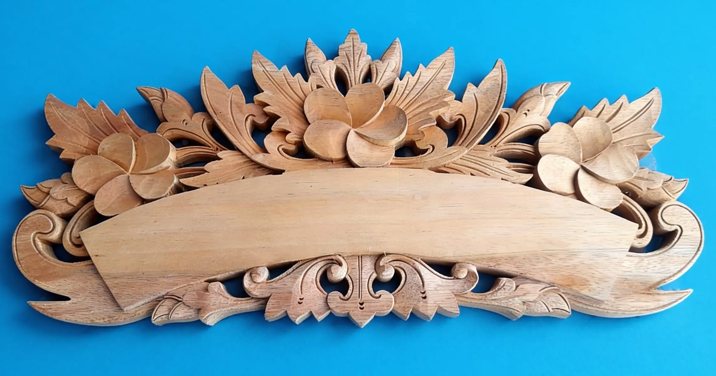 Custom Balinese Frangipani Wooden Name Sign Balinese Wall Panel Carvings