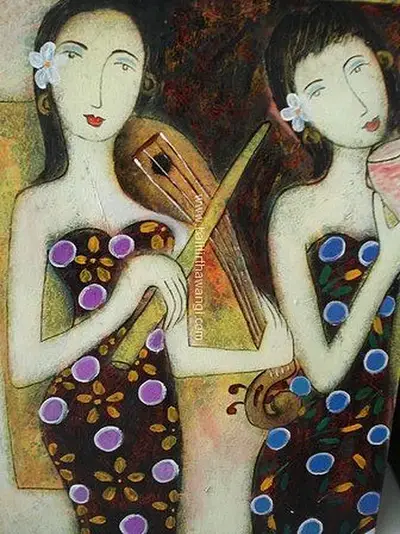 Abstract Girls Balinese Paintings
